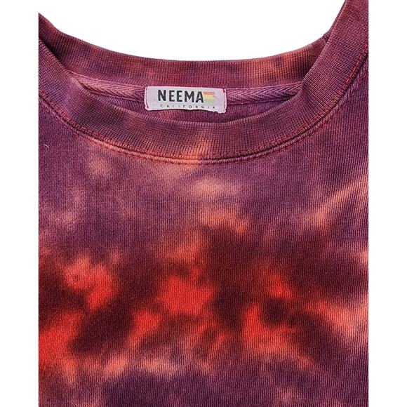 Neema California Chloe Red Purple Crop Pullover Sweatshirt M Tie-Dye Sun Washed - Picture 9 of 14